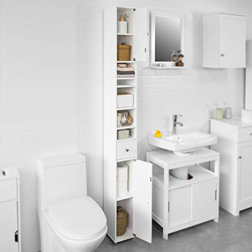 SoBuy White Tall Bathroom Storage Cabinet 180cm