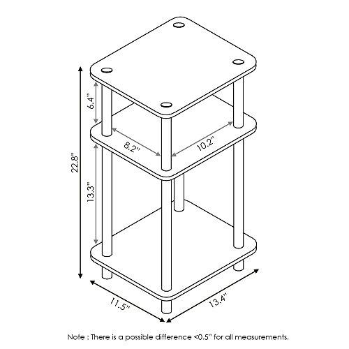 Furinno 3-Tier Turn-N-Tube End Table - Walnut/Black