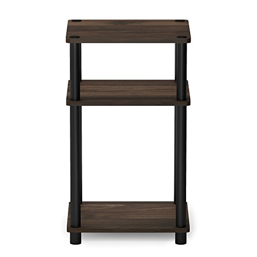 Furinno 3-Tier Turn-N-Tube End Table - Walnut/Black