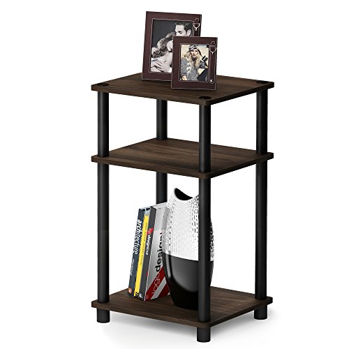 Furinno 3-Tier Turn-N-Tube End Table - Walnut/Black