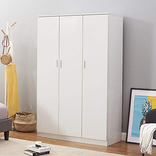 Modern Wooden 3-Door Wardrobe with Storage Shelves