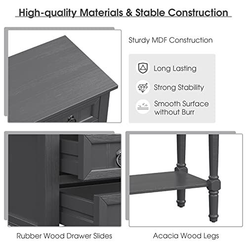 Elegant Grey Console Table with 3 Drawers and Shelf