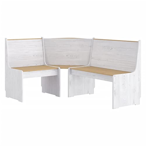 vidaXL Pine Corner Bench - Honey Brown & White
