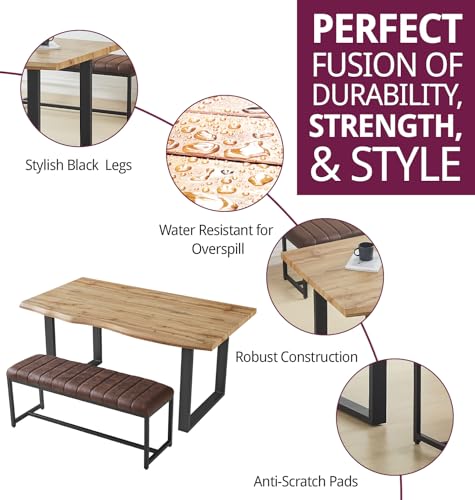 Cullompton Live Edge Dining Table & Bench Set
