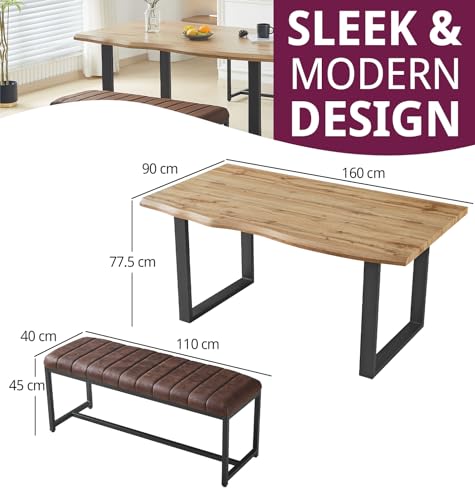 Cullompton Live Edge Dining Table & Bench Set