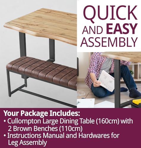 Cullompton Live Edge Dining Table & Bench Set