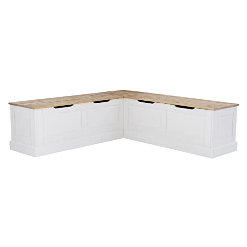Linon Natural & White Backless Corner Nook