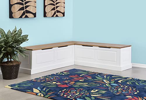 Linon Natural & White Backless Corner Nook