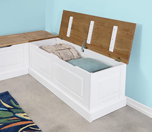 Linon Natural & White Backless Corner Nook