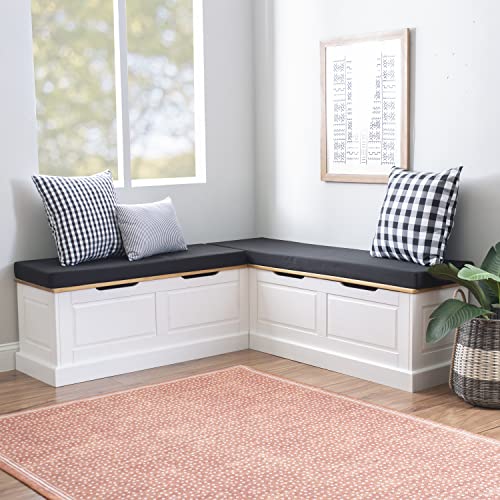 Linon Natural & White Backless Corner Nook
