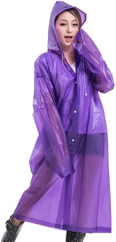 Reusable Waterproof Rain Poncho for Adults - Purple