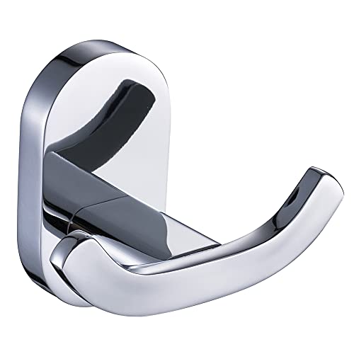 Modern Chrome Bathroom Towel Hooks - Twin Heavy Duty