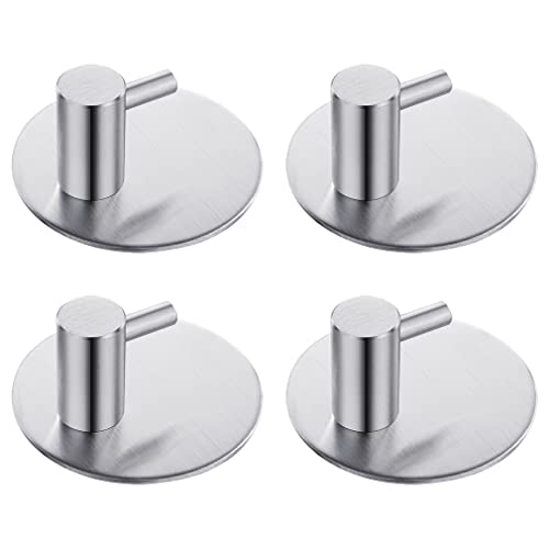 Rustproof Stainless Steel Self-Adhesive Hooks - 4 Pack