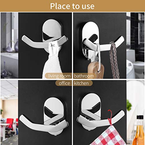Modern Chrome Bathroom Towel Hooks - Twin Heavy Duty
