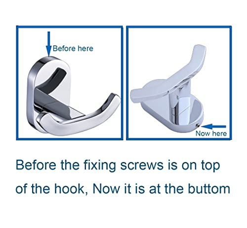 Modern Chrome Bathroom Towel Hooks - Twin Heavy Duty