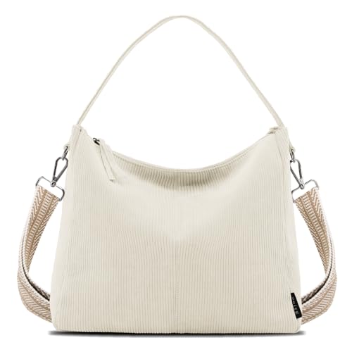Beige Corduroy Tote Bag for Women