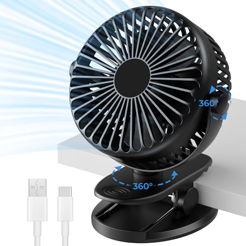 Gofady USB Rechargeable 360° Clip Desk Fan