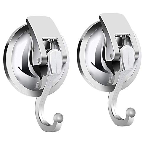 Heavy Duty Suction Cup Hooks - 2 Pack Silver
