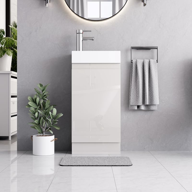 Denvor White Floor Standing Vanity Unit with Basin