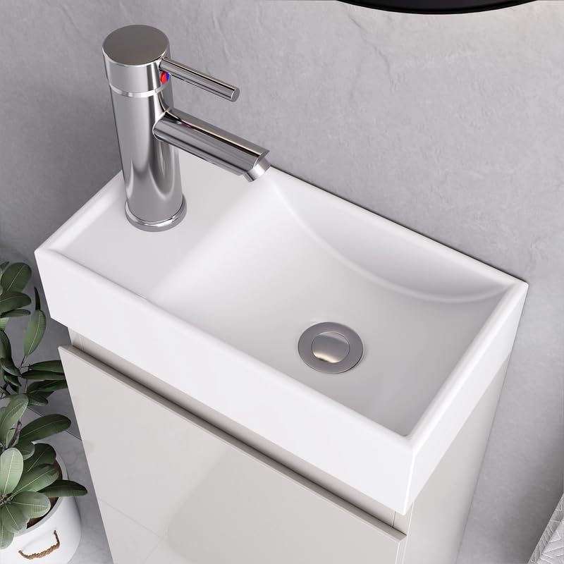 Denvor White Floor Standing Vanity Unit with Basin