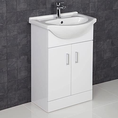 550mm Gloss White Bathroom Vanity Unit & Basin