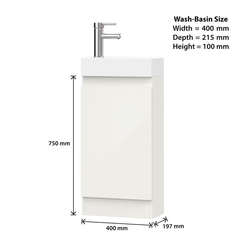 Denvor White Floor Standing Vanity Unit with Basin