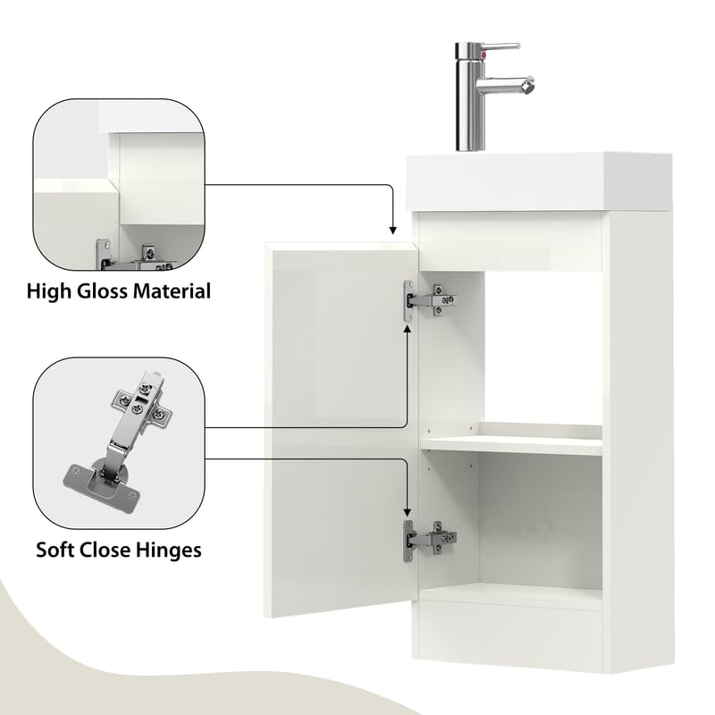 Denvor White Floor Standing Vanity Unit with Basin