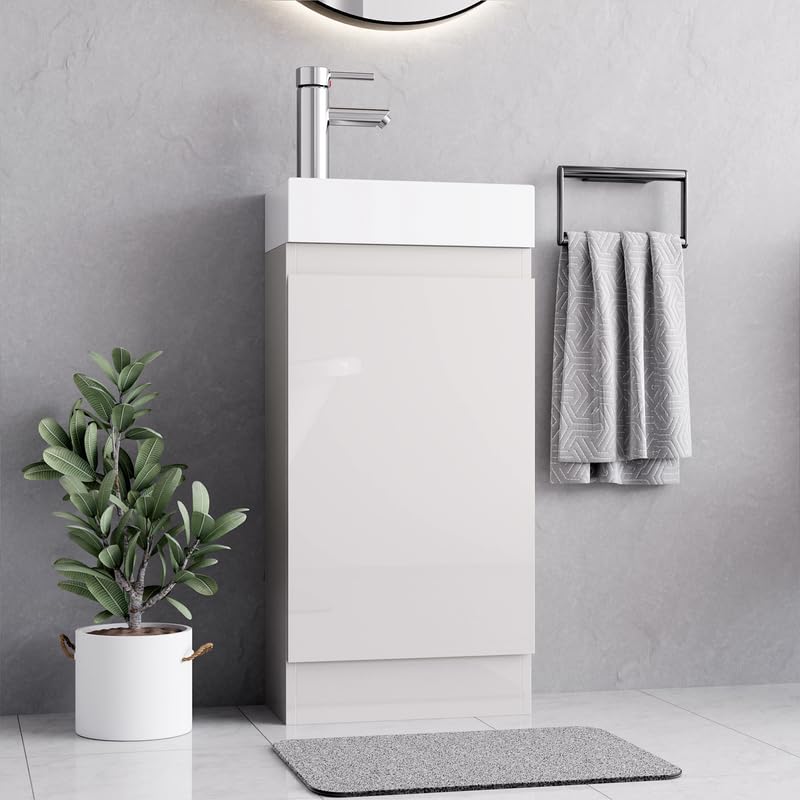 Denvor White Floor Standing Vanity Unit with Basin