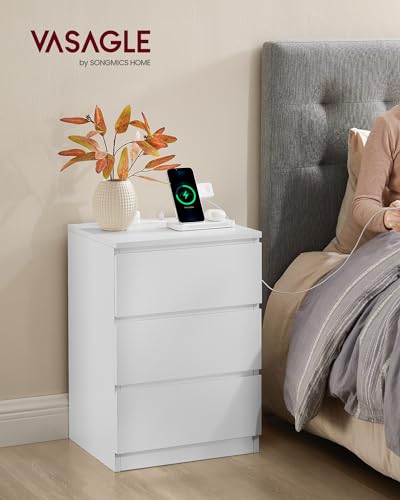 Modern Bedside Tables with Charging Station - Set of 2