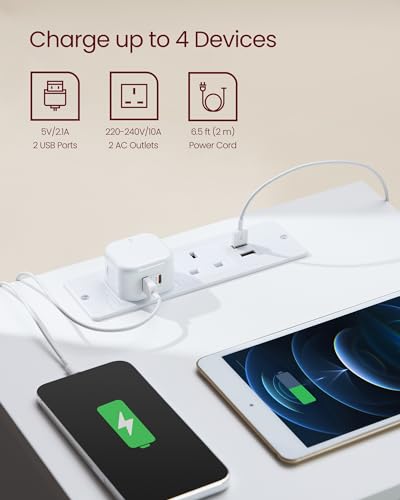 Modern Bedside Tables with Charging Station - Set of 2