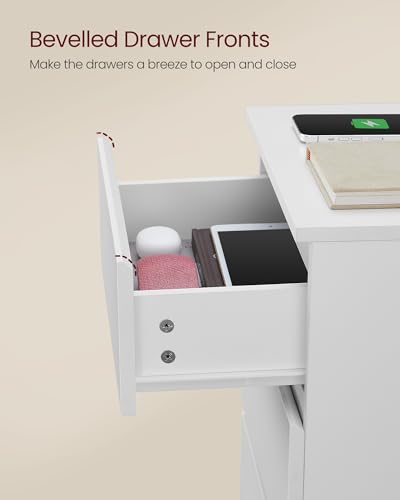 Modern Bedside Tables with Charging Station - Set of 2