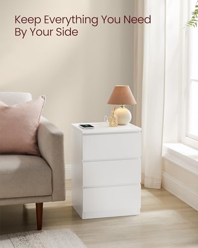 Modern Bedside Tables with Charging Station - Set of 2