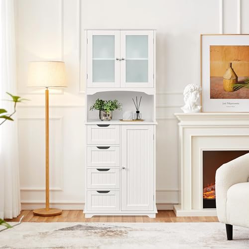 Yaheetech Tall Storage Cabinet with Adjustable Shelves
