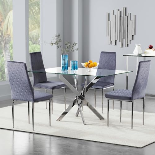 GOLDFAN 5-Piece Rectangular Dining Table Set
