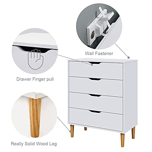 Panana 4-Drawer Wood Storage Cabinet - White