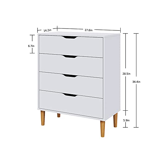 Panana 4-Drawer Wood Storage Cabinet - White
