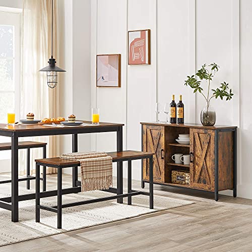 VASAGLE Rustic Brown Buffet Table with Barn Doors