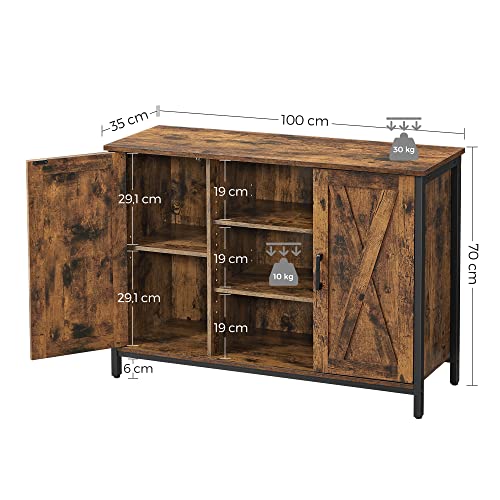 VASAGLE Rustic Brown Buffet Table with Barn Doors