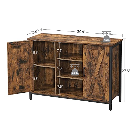 VASAGLE Rustic Brown Buffet Table with Barn Doors