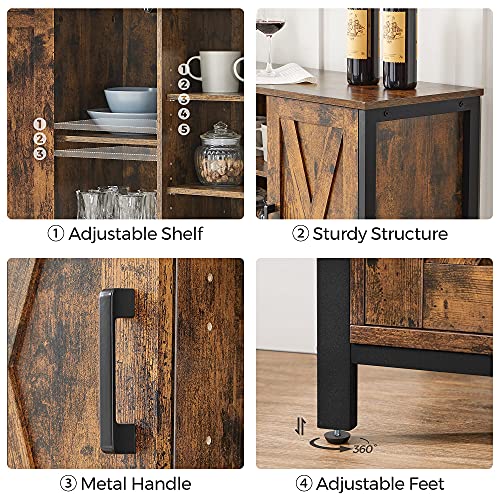 VASAGLE Rustic Brown Buffet Table with Barn Doors