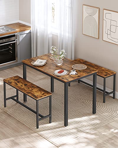 VASAGLE 3-Piece Rustic Dining Table Set