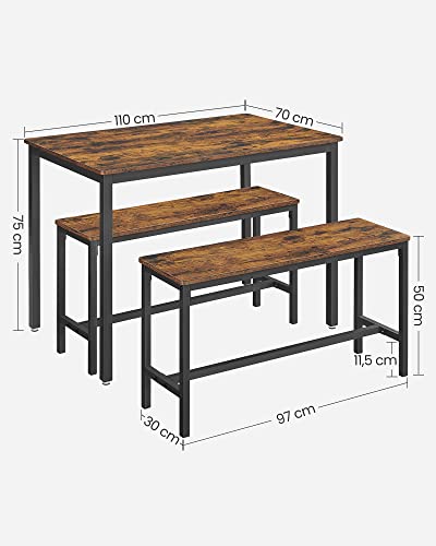 VASAGLE 3-Piece Rustic Dining Table Set