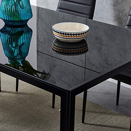 4-Seater Glass Top Dining Table and Chairs Set
