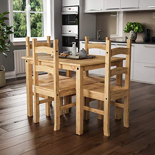 Corona Solid Pine Wood 4-Seater Dining Set