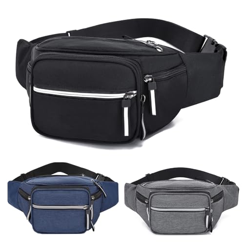 Large Bum Bag Fanny Pack with 6 Pockets