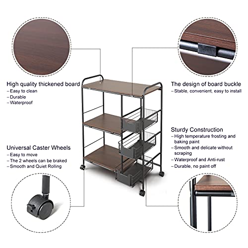 Hemeto 3-Tier Kitchen Baker's Rack with Baskets