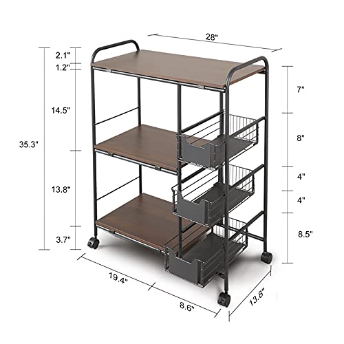 Hemeto 3-Tier Kitchen Baker's Rack with Baskets