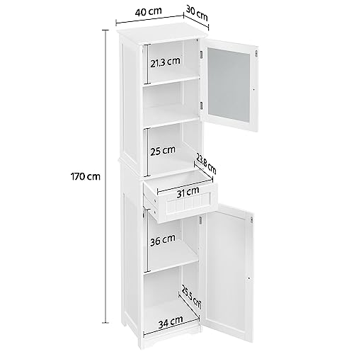 Tall Wooden Storage Cabinet with Glass Door & Drawer