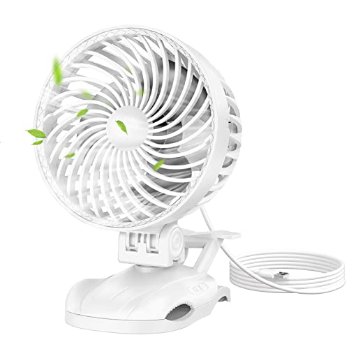 OUILA Mini USB Clip-On Fan with 360° Rotation