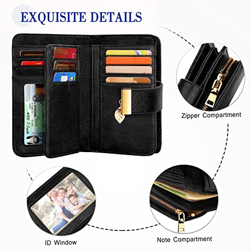 Faneam RFID Blocking Leather Bifold Wallet for Women